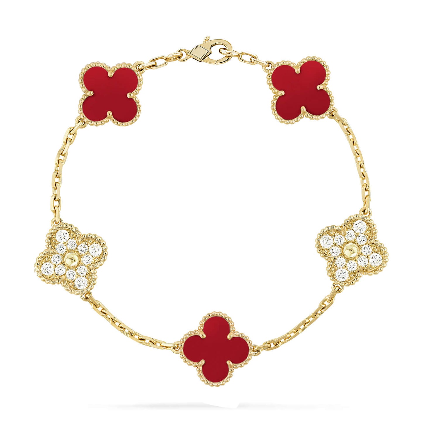 [Elite] CLOVER 5 MOTIF RED CORNELIAN BRACELET COLLECTION