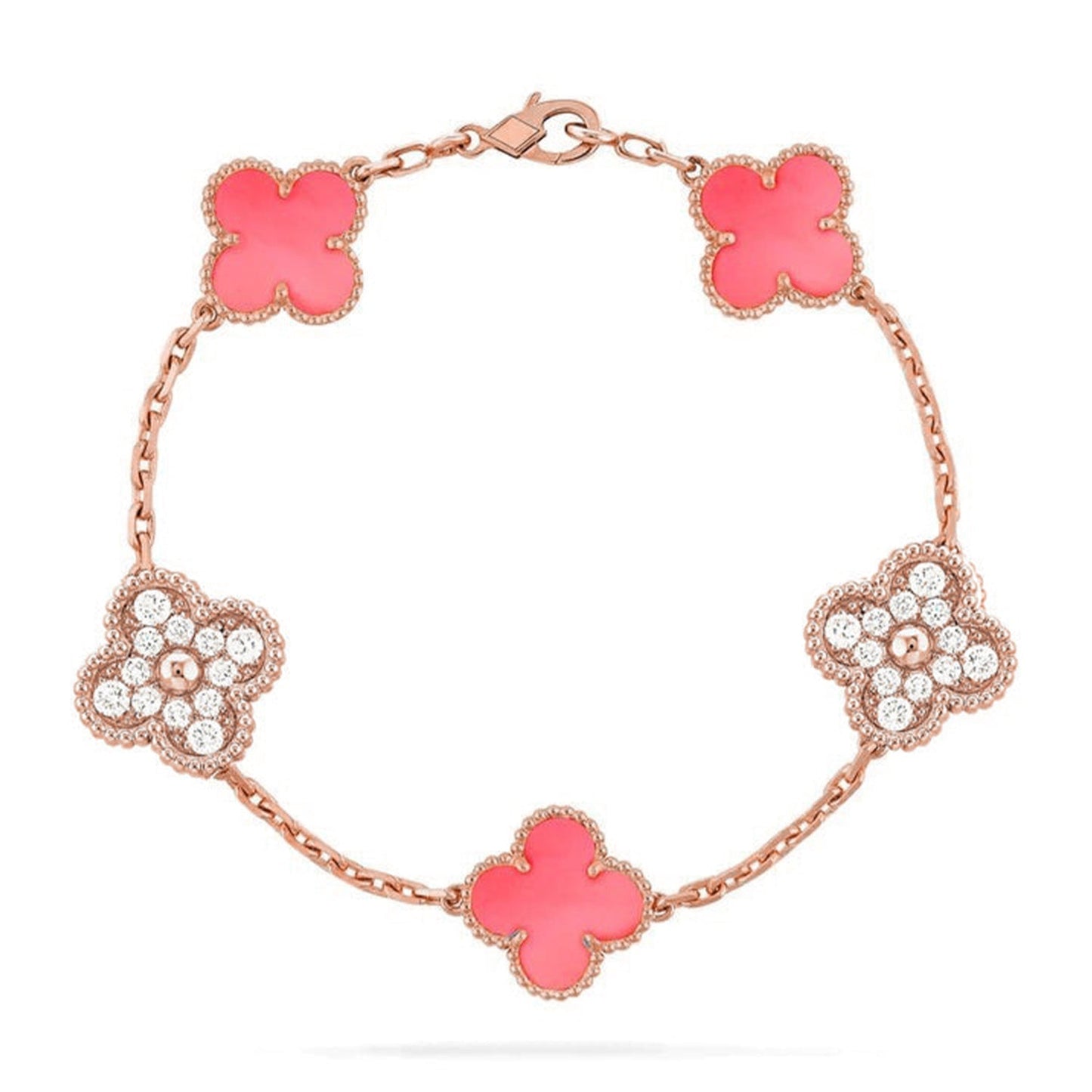[Elite] CLOVER 5 MOTIFS  PINK MOP BRACELET COLLECTION