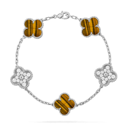 [Elite] CLOVER 5 MOTIFS TIGER EYE BRACELET COLLECTION