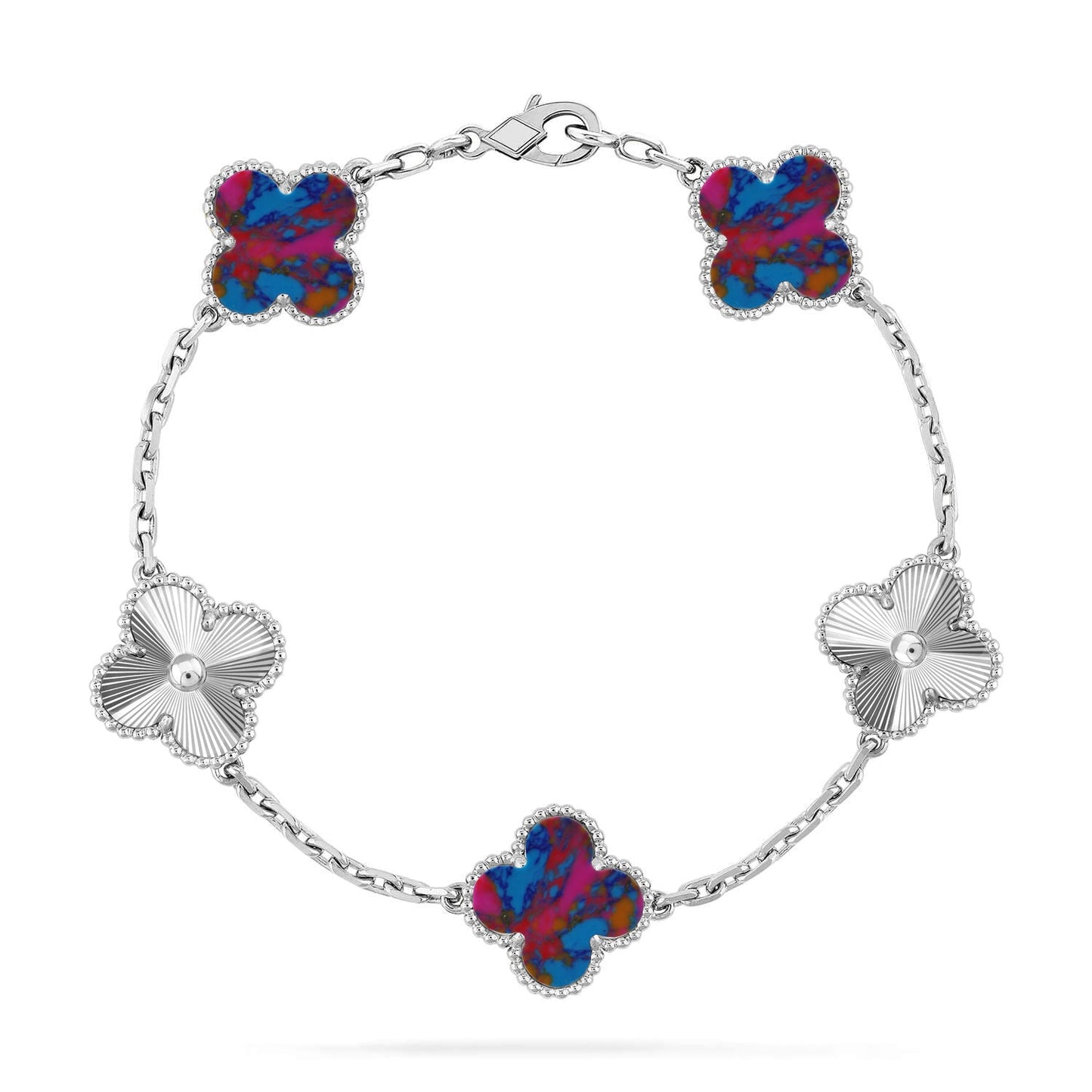 [Elite]CLOVER 5 MOTIF COLOR GEMSTONES BRACELET COLLECTION