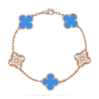 [Elite] CLOVER 5 MOTIF BLUE AGATE BRACELET COLLECTION