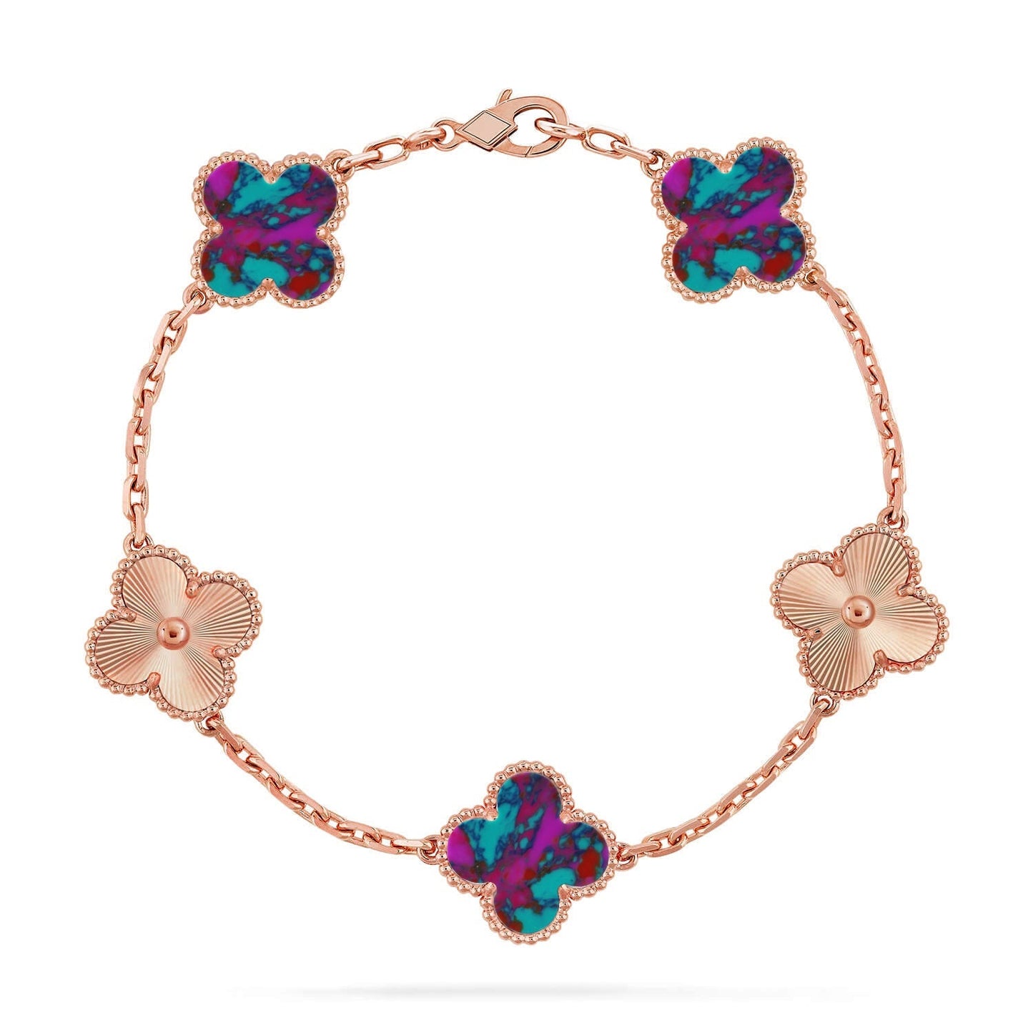 [Elite]CLOVER 5 MOTIF COLOR GEMSTONES BRACELET COLLECTION