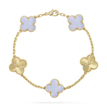 [Elite] CLOVER 5 MOTIF PURPLE CHALCEDONY BRACELET COLLECTION