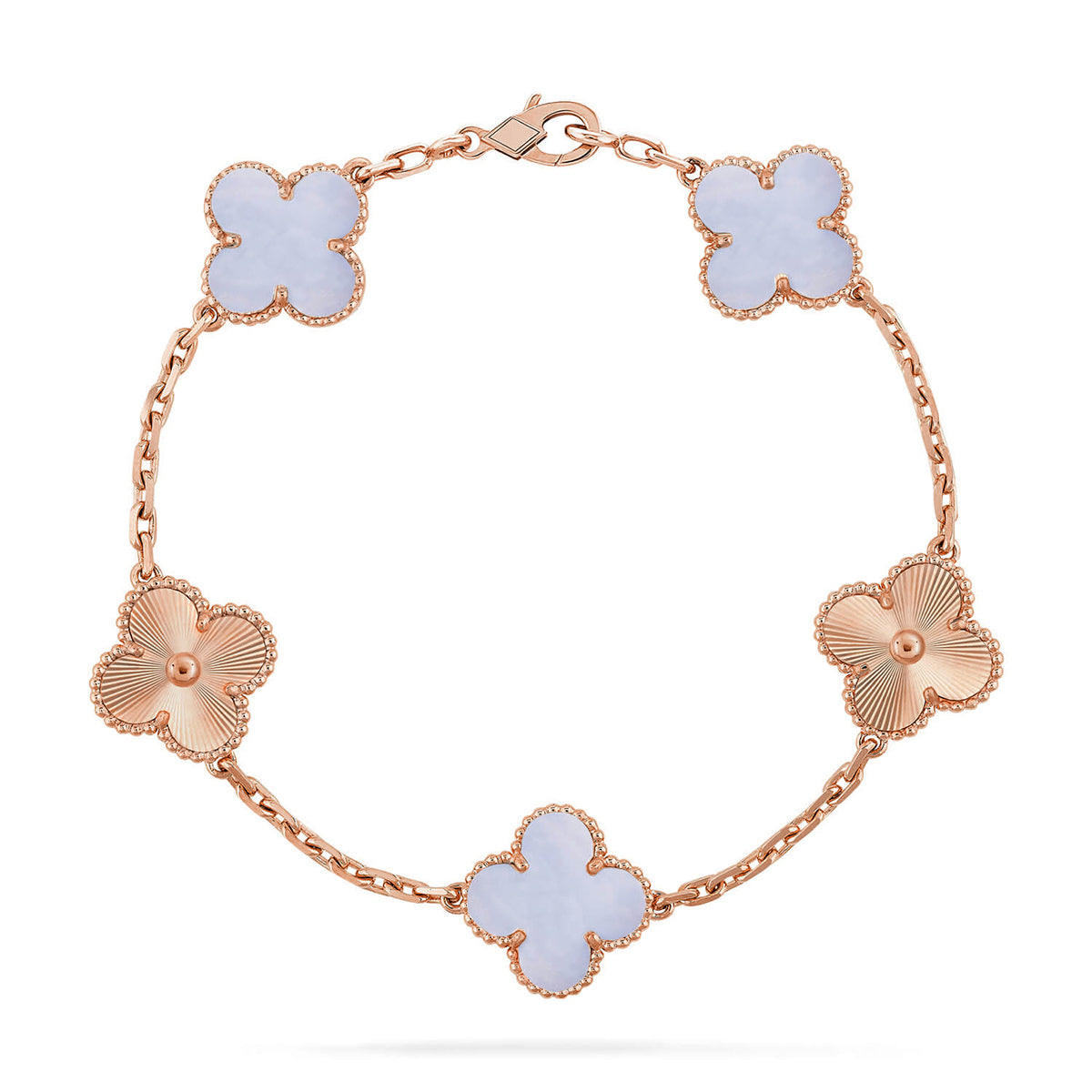 [Elite] CLOVER 5 MOTIF PURPLE CHALCEDONY BRACELET COLLECTION