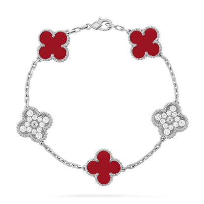 [Elite] CLOVER 5 MOTIF RED CORNELIAN BRACELET COLLECTION