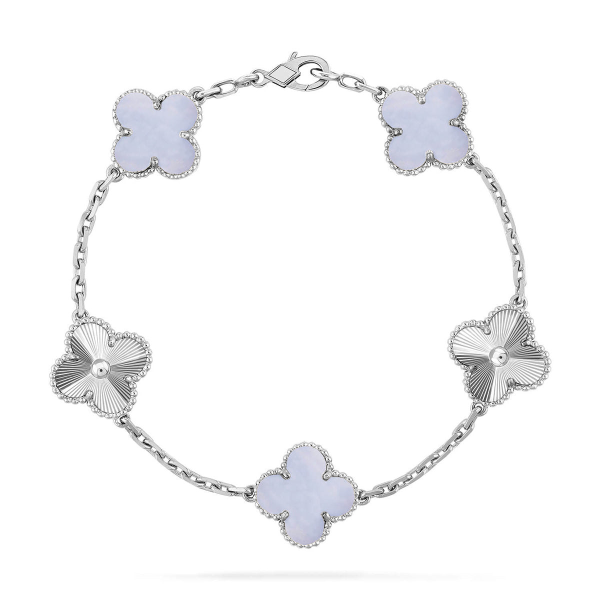 [Elite] CLOVER 5 MOTIF PURPLE CHALCEDONY BRACELET COLLECTION
