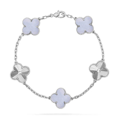 [Elite] CLOVER 5 MOTIF PURPLE CHALCEDONY BRACELET COLLECTION