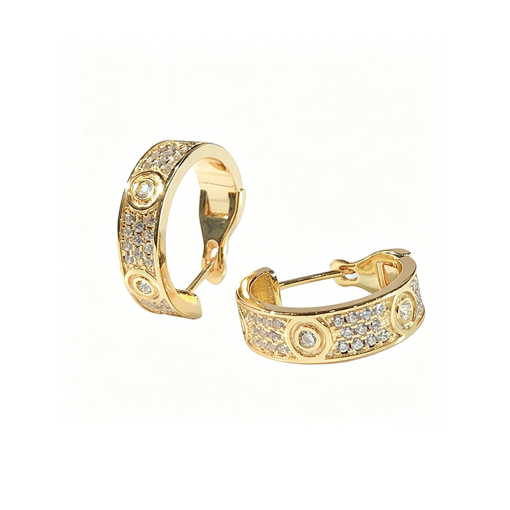 [Elite]LOVE 5.5MM DIAMOND PAVED EARRINGS