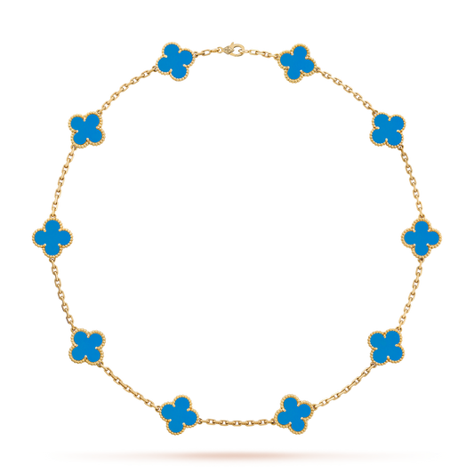 [Elite]CLOVER 10 MOTIFS BLUE AGATE NECKLACE