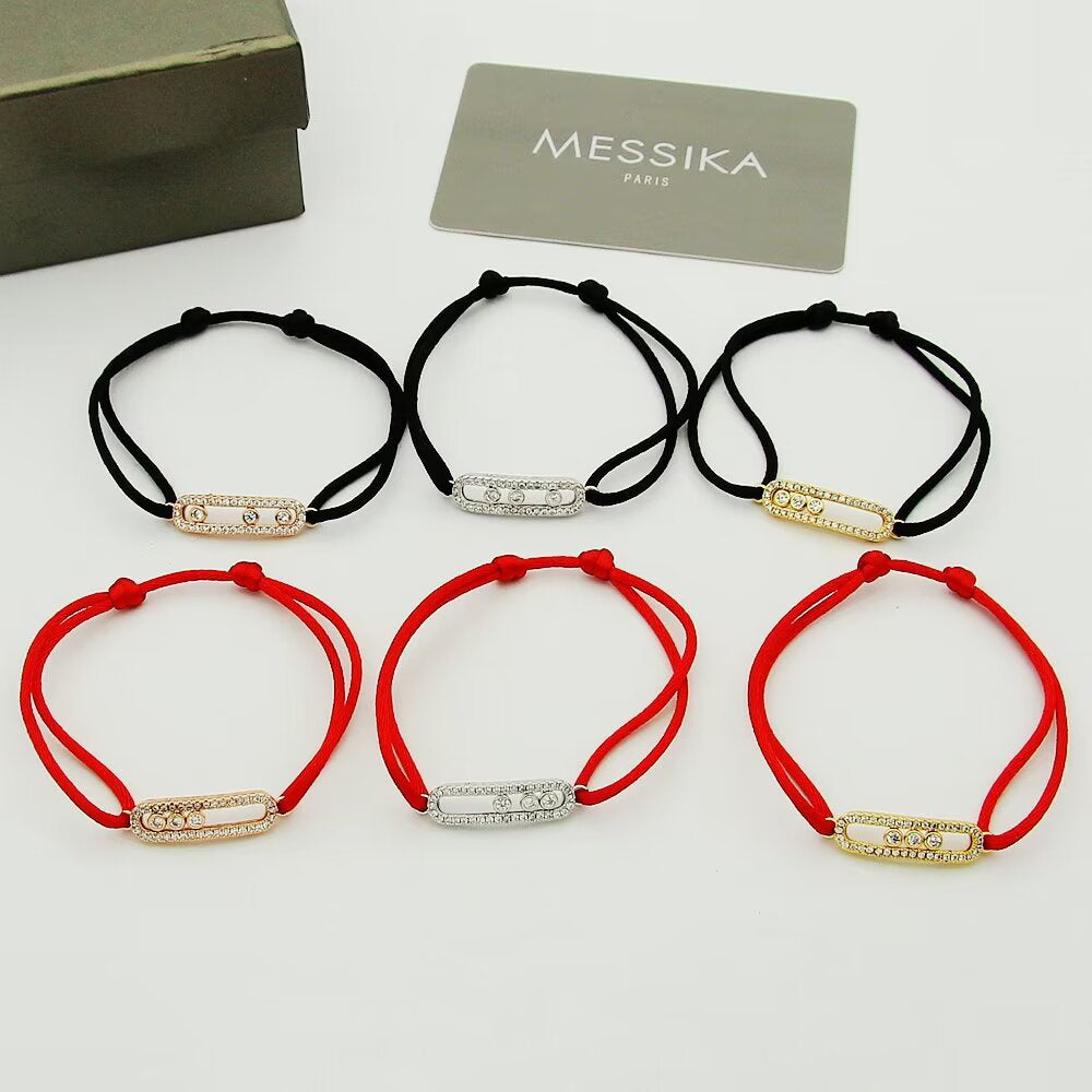 [Elite]Messika Care(s) pink cord pavé bracelet