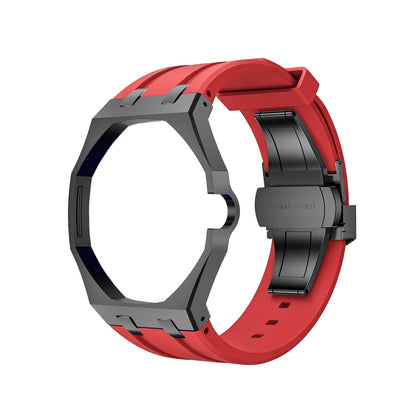 Oak Pop Black Steel Silicone Strap