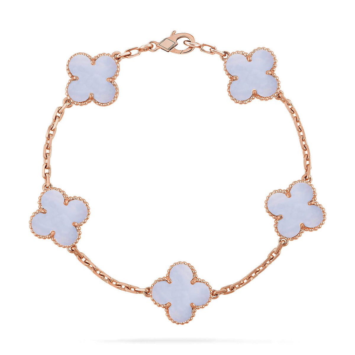 [Elite] CLOVER 5 MOTIF PURPLE CHALCEDONY BRACELET COLLECTION