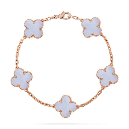 [Elite] CLOVER 5 MOTIF PURPLE CHALCEDONY BRACELET COLLECTION