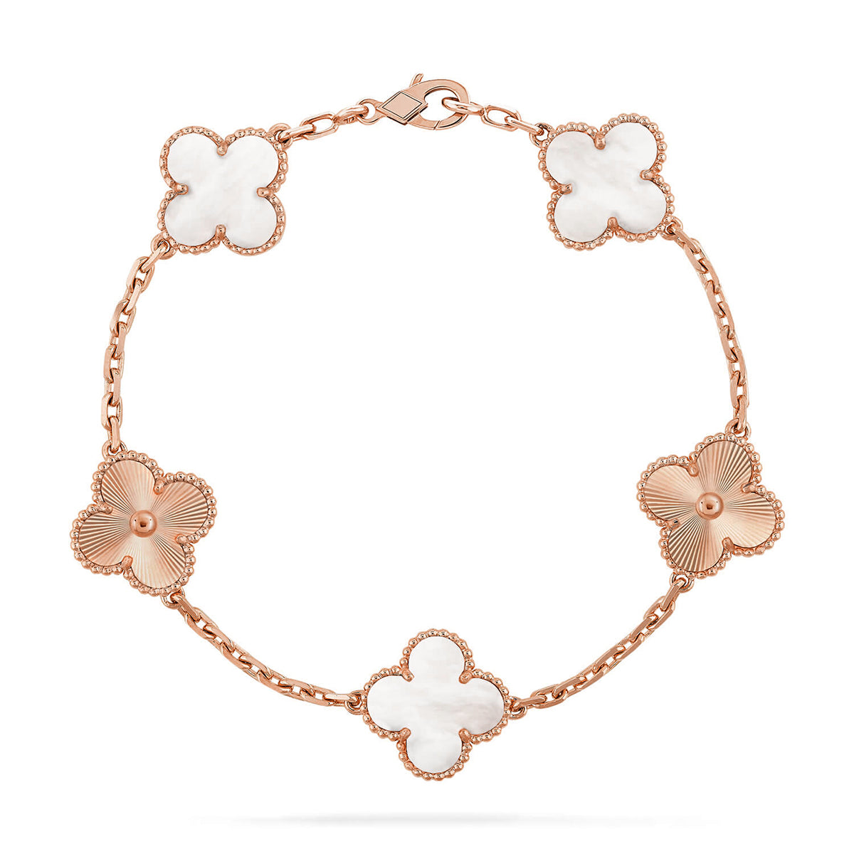 [Elite]CLOVER WHITE PEARL MOP 5 MOTIF BRACELET COLLECTION