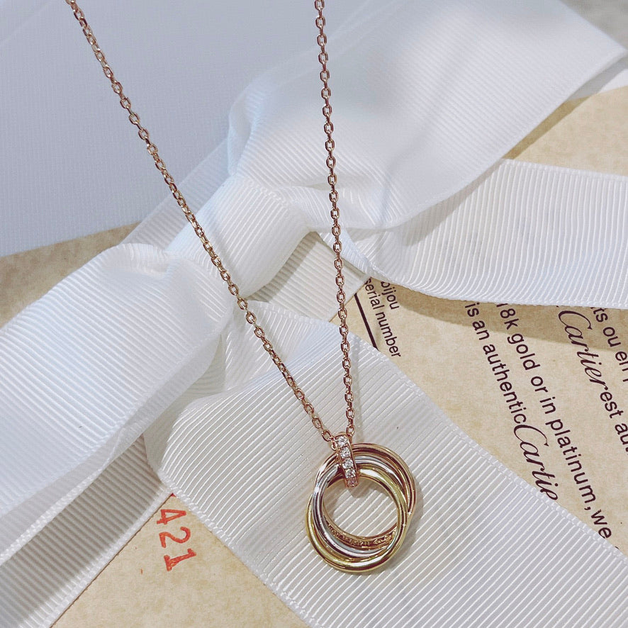 [Elite]TRINITY NECKLACE GOLD  DIAMONDS