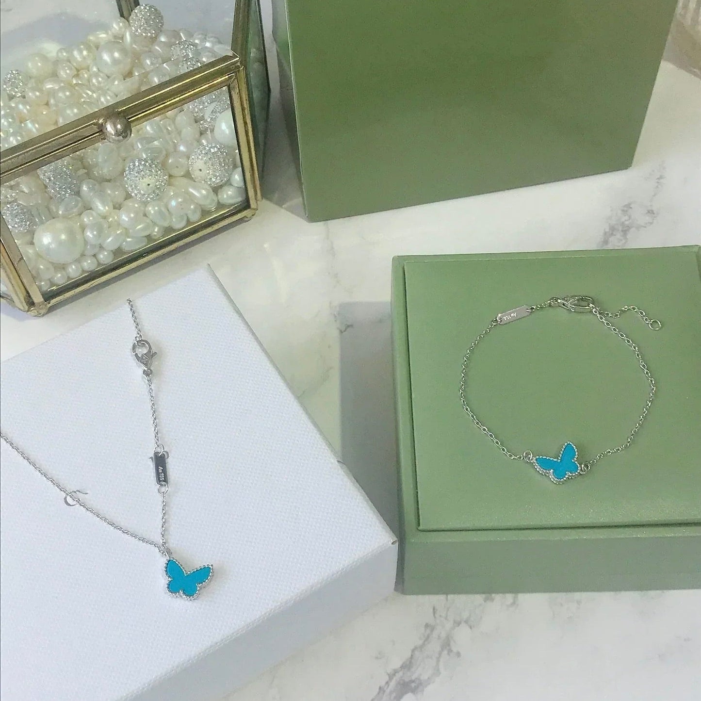[Elite]BUTTERFLY TURQUOISE BUTTERFLY BRACELET SILVER