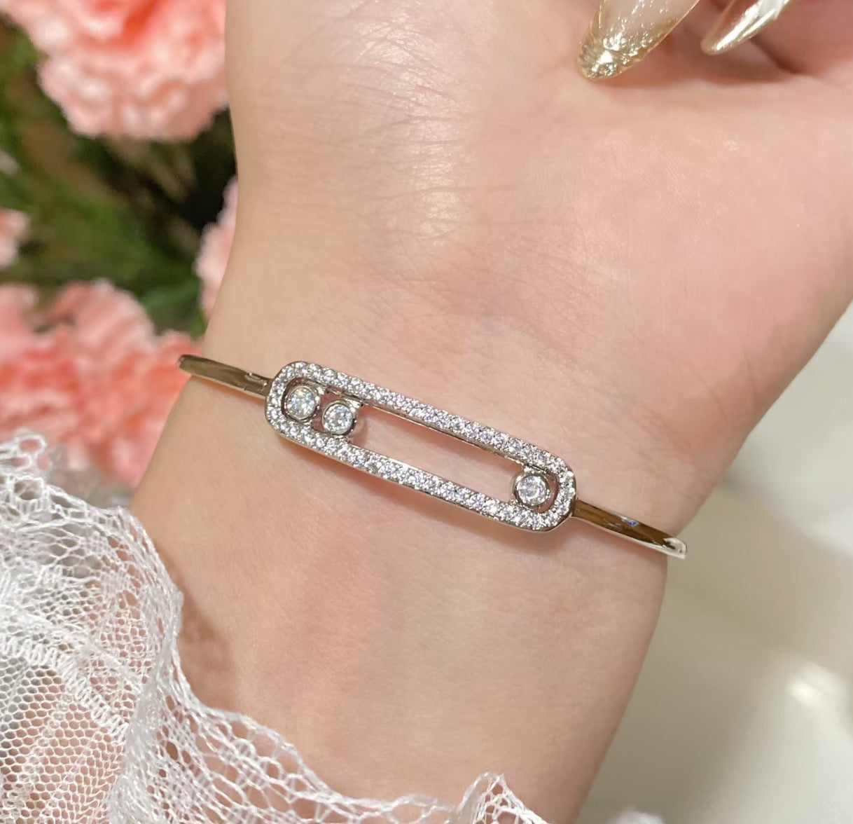 [Elite]Move Pavé Diamond Bangle Bracelet M