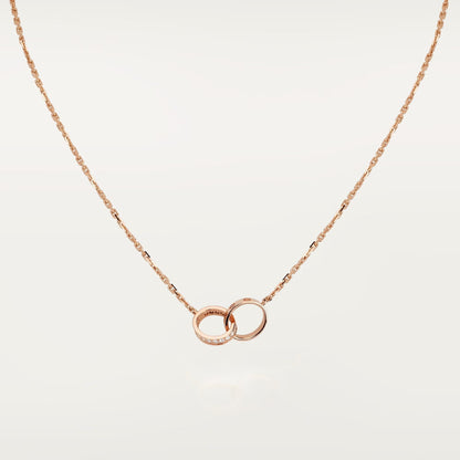 [Elite]LOVE DOUBLE RING HALF DIAMOND NECKLACE