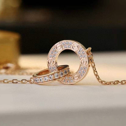 [Elite]LOVE  FULL DIAMOND PENDANT NECKLACE