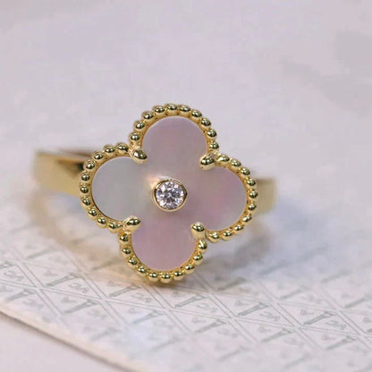 [Elite]CLOVER PINK MOP RING GOLD DIAMOND