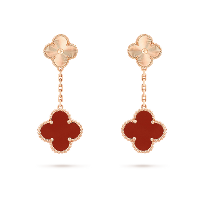 [Elite]CLOVER 2 MOTIF  LASER CARNELIAN EARRINGS