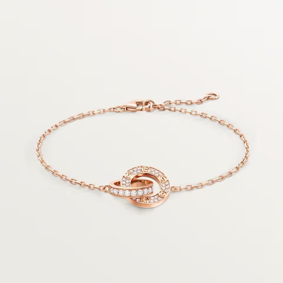 [Elite]LOVE DOUBLE RING FULL DIAMOND BRACELET