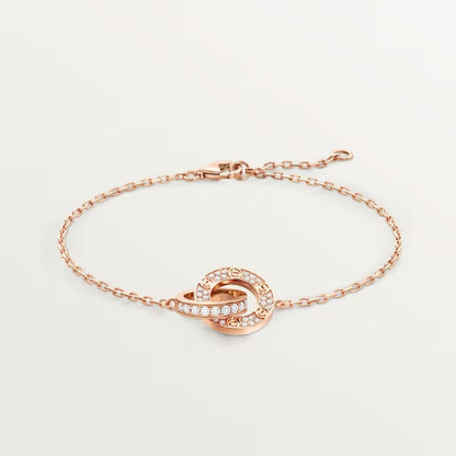 [Elite]LOVE DOUBLE RING FULL DIAMOND BRACELET