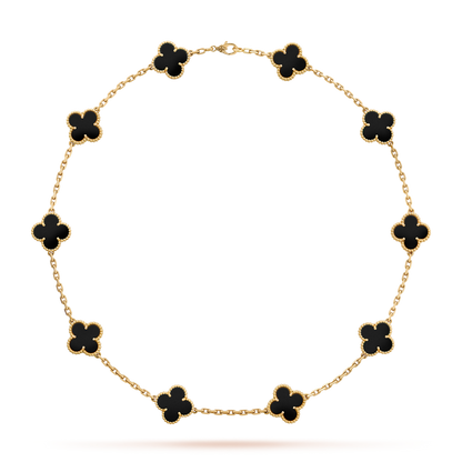[Elite]CLOVER 10 MOTIFS ONYX NECKLACE