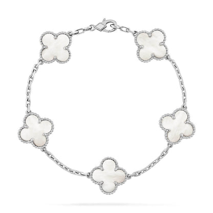 [Elite]CLOVER WHITE PEARL MOP 5 MOTIF BRACELET COLLECTION