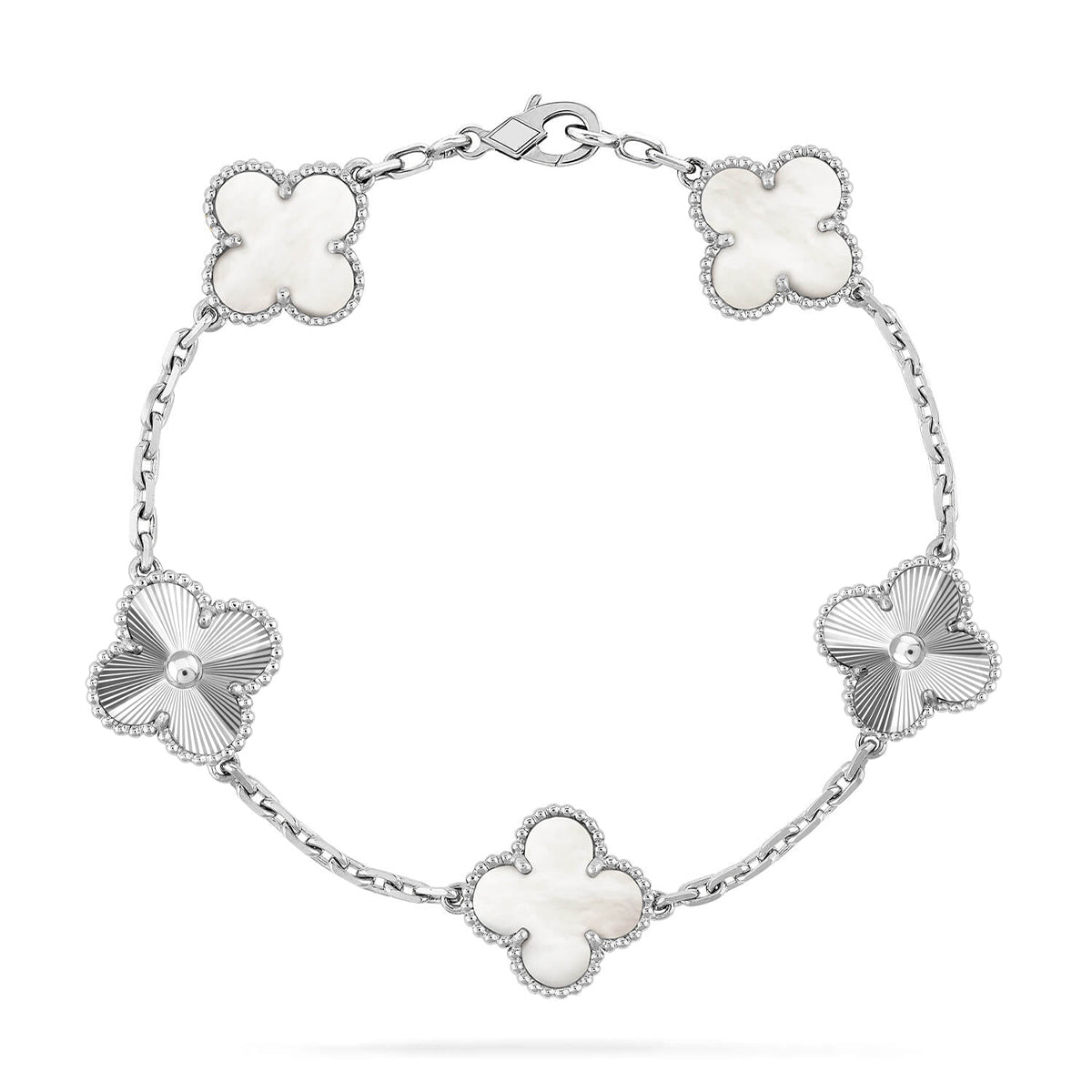 [Elite]CLOVER WHITE PEARL MOP 5 MOTIF BRACELET COLLECTION