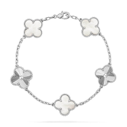 [Elite]CLOVER WHITE PEARL MOP 5 MOTIF BRACELET COLLECTION