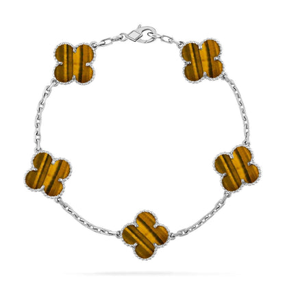 [Elite] CLOVER 5 MOTIFS TIGER EYE BRACELET COLLECTION
