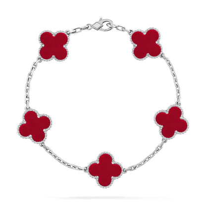 [Elite] CLOVER 5 MOTIF RED CORNELIAN BRACELET COLLECTION
