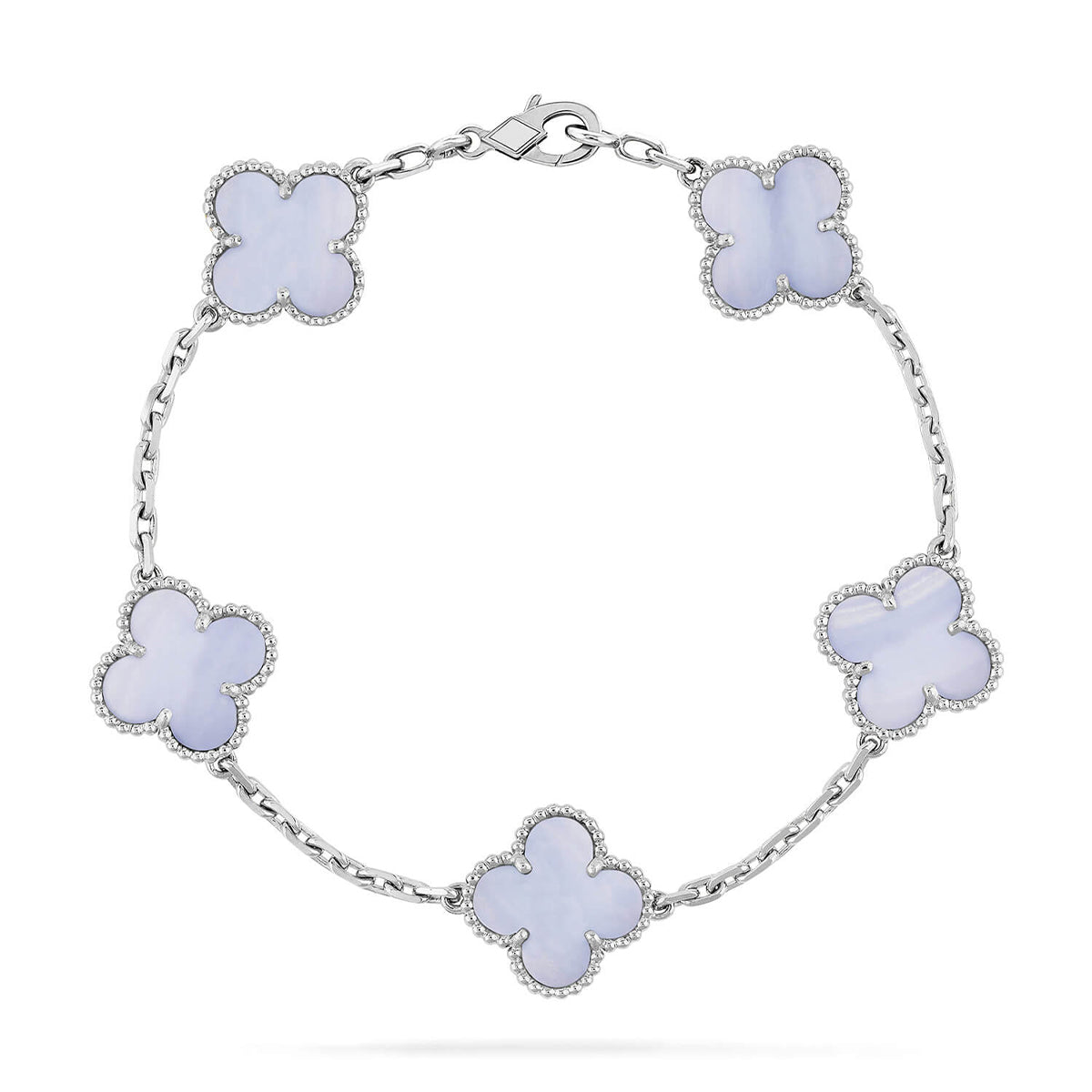 [Elite] CLOVER 5 MOTIF PURPLE CHALCEDONY BRACELET COLLECTION