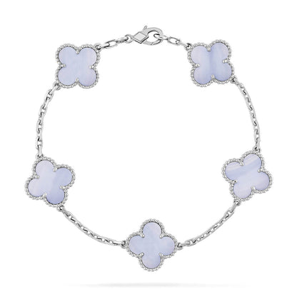 [Elite] CLOVER 5 MOTIF PURPLE CHALCEDONY BRACELET COLLECTION