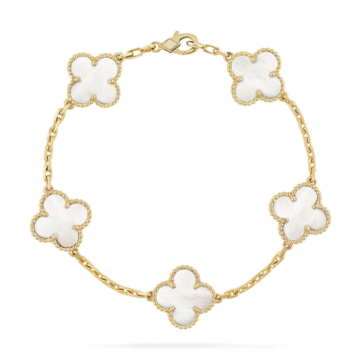 [Elite]CLOVER WHITE PEARL MOP 5 MOTIF BRACELET COLLECTION