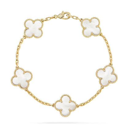 [Elite]CLOVER WHITE PEARL MOP 5 MOTIF BRACELET COLLECTION