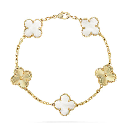 [Elite]CLOVER WHITE PEARL MOP 5 MOTIF BRACELET COLLECTION