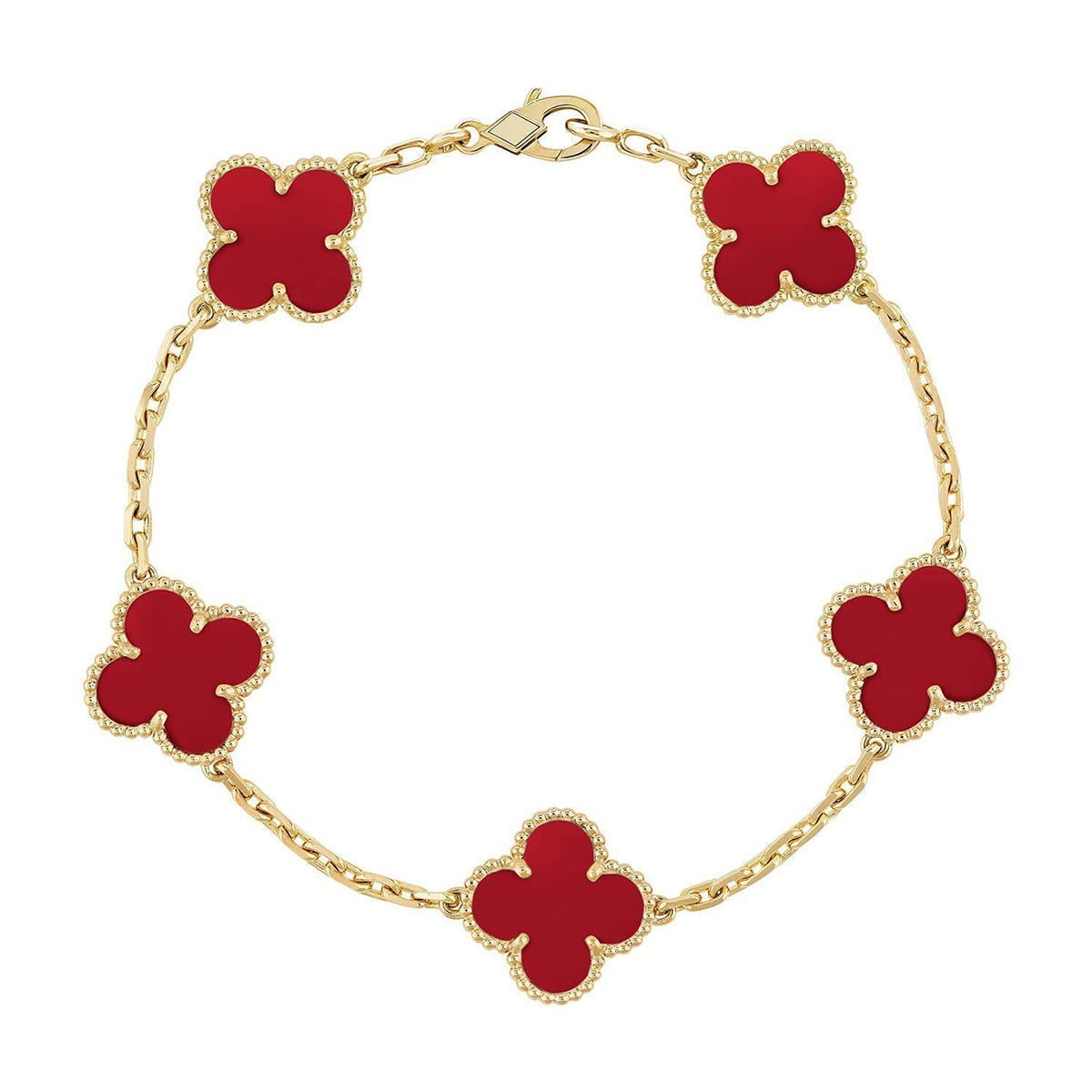 [Elite] CLOVER 5 MOTIF RED CORNELIAN BRACELET COLLECTION