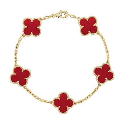 [Elite] CLOVER 5 MOTIF RED CORNELIAN BRACELET COLLECTION