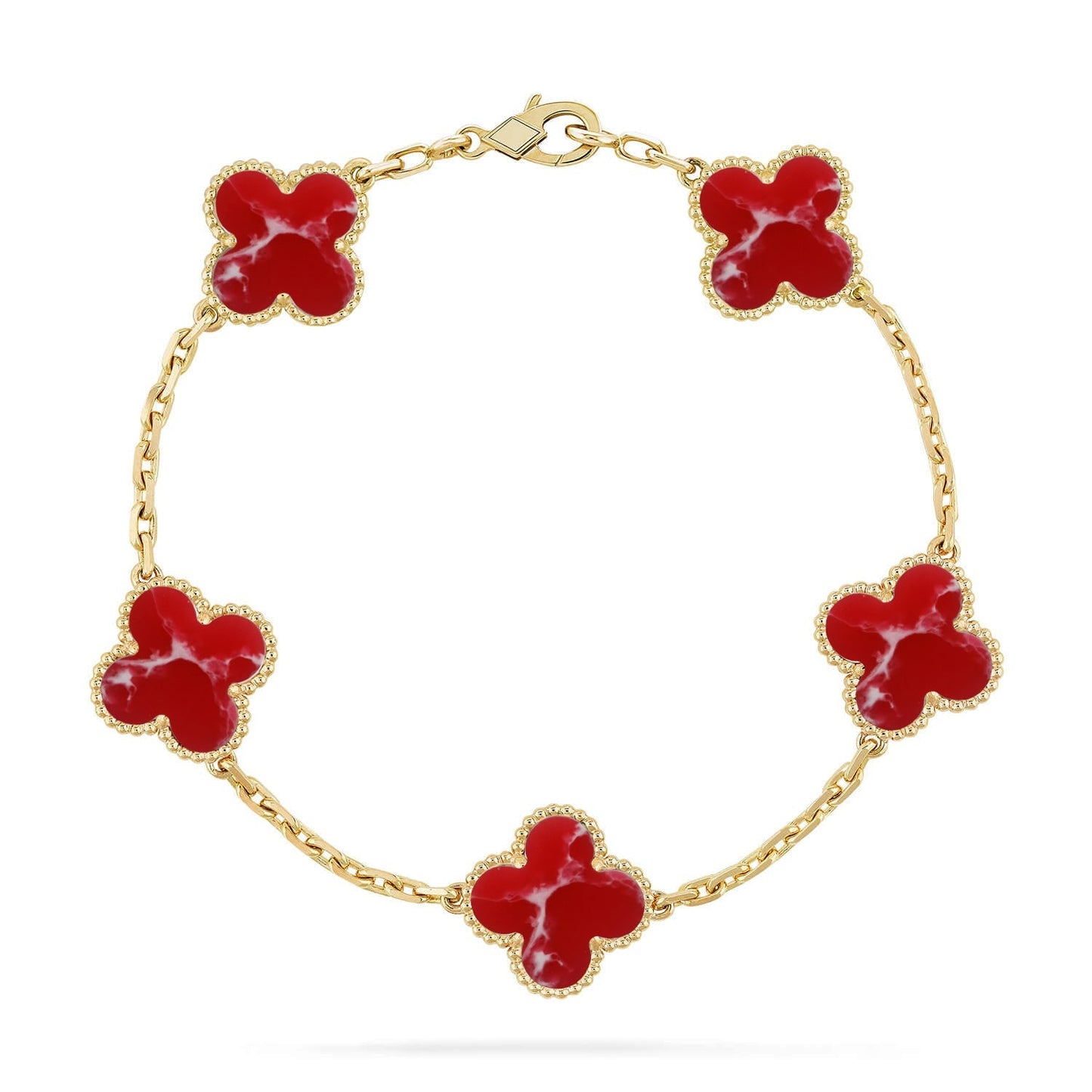 [Elite]CLOVER 5 MOTIF RED PATTERN BRACELET COLLECTION