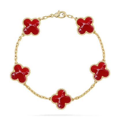 [Elite]CLOVER 5 MOTIF RED PATTERN BRACELET COLLECTION