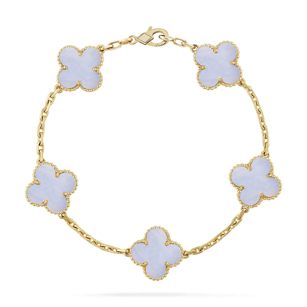 [Elite] CLOVER 5 MOTIF PURPLE CHALCEDONY BRACELET COLLECTION