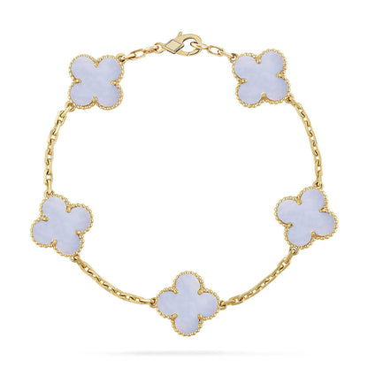 [Elite] CLOVER 5 MOTIF PURPLE CHALCEDONY BRACELET COLLECTION