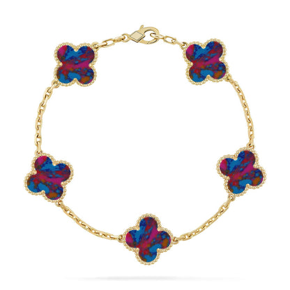 [Elite]CLOVER 5 MOTIF COLOR GEMSTONES BRACELET COLLECTION