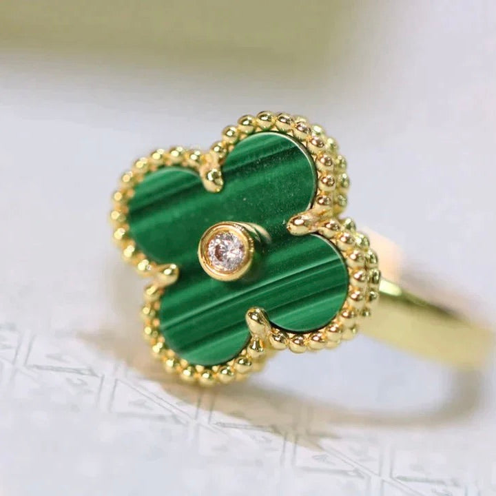 [Elite]CLOVER MALACHITE RING GOLD DIAMOND