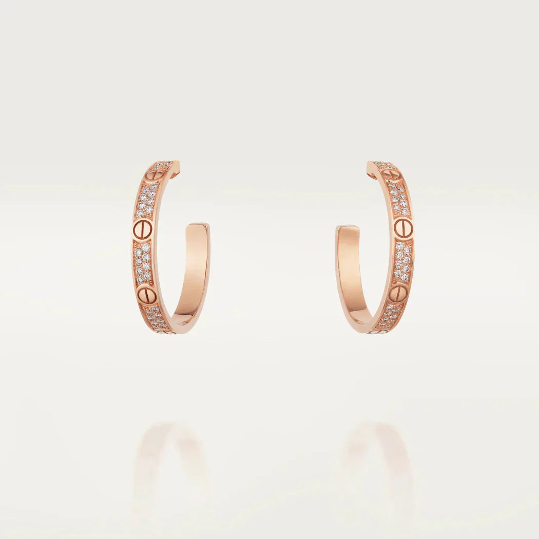 [Elite]LOVE DIAMOND PINK GOLD HOOP EARRINGS