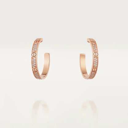[Elite]LOVE DIAMOND PINK GOLD HOOP EARRINGS