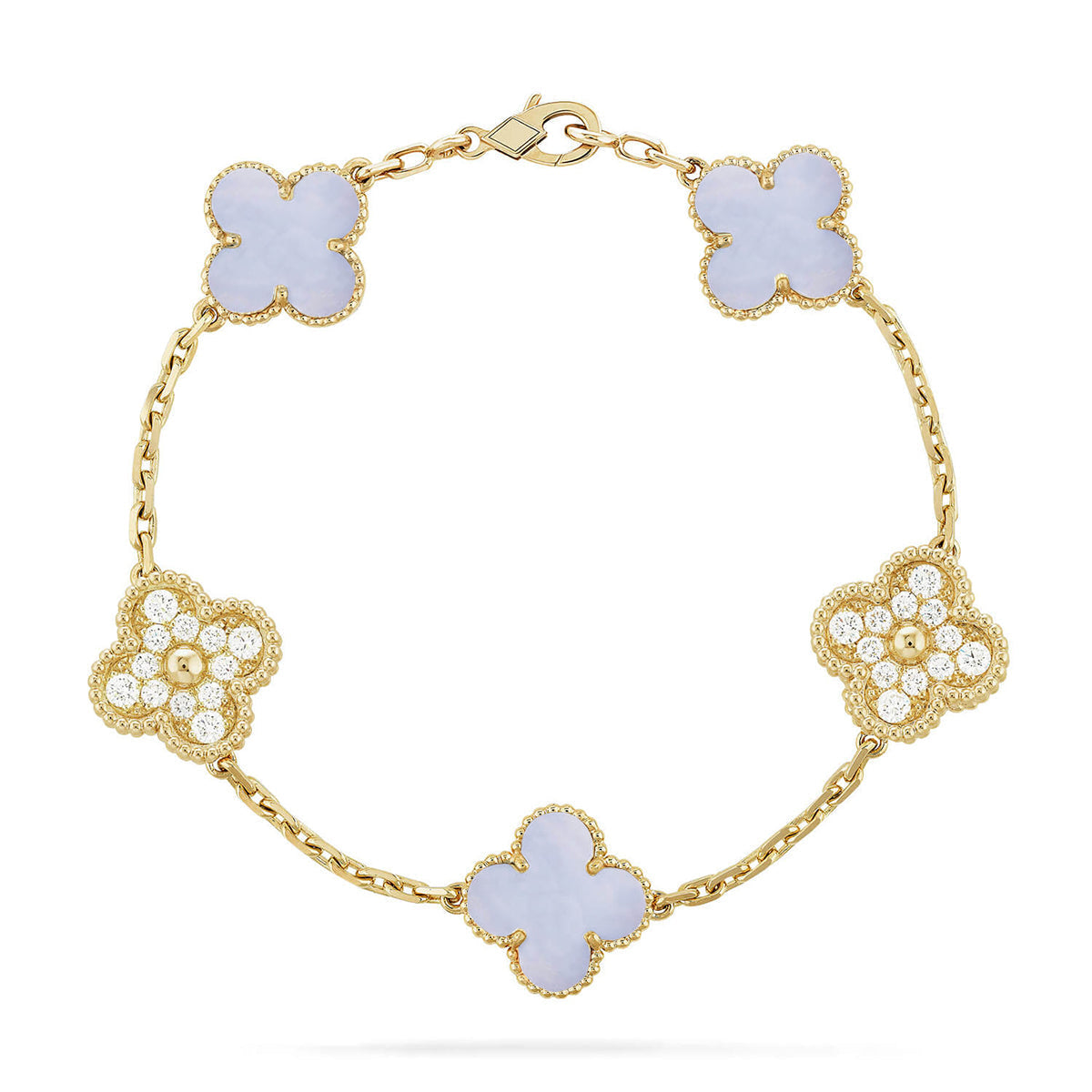 [Elite] CLOVER 5 MOTIF PURPLE CHALCEDONY BRACELET COLLECTION