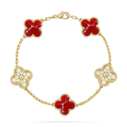 [Elite]CLOVER 5 MOTIF RED PATTERN BRACELET COLLECTION